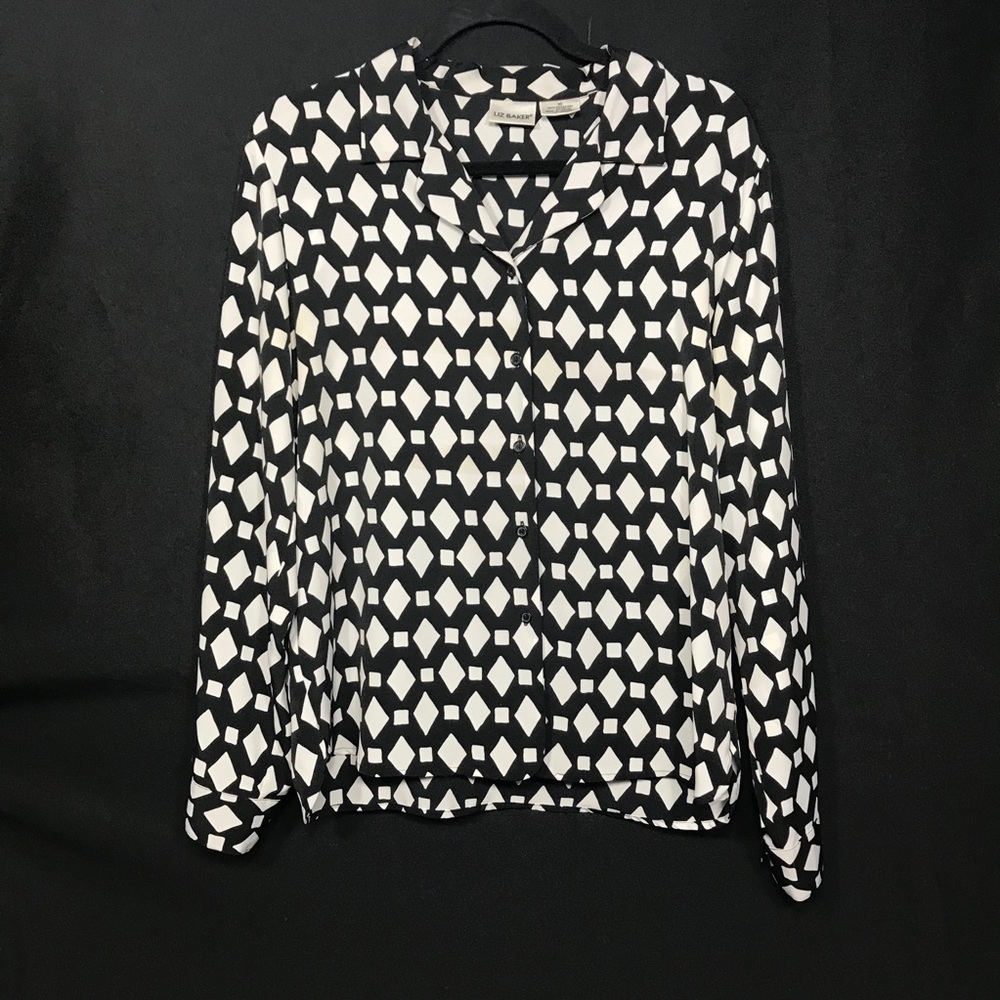 Womens Size 10 Shirt Liz Baker Black and White